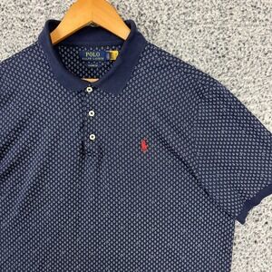 Polo Ralph Lauren Shirt Mens Large Blue Anchor Print Classic Fit Polo Nautical